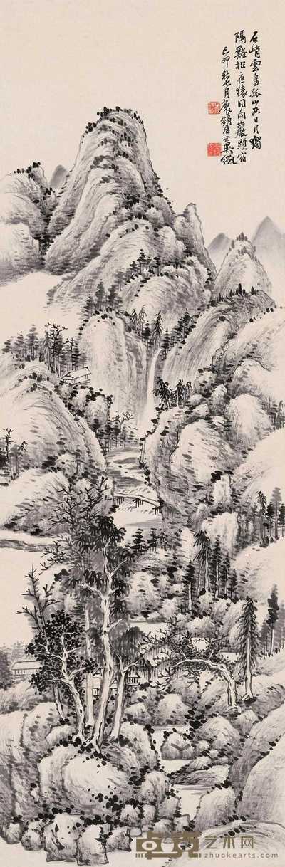 吴徵 1939年作 峭石幽林 立轴 99×32.4cm